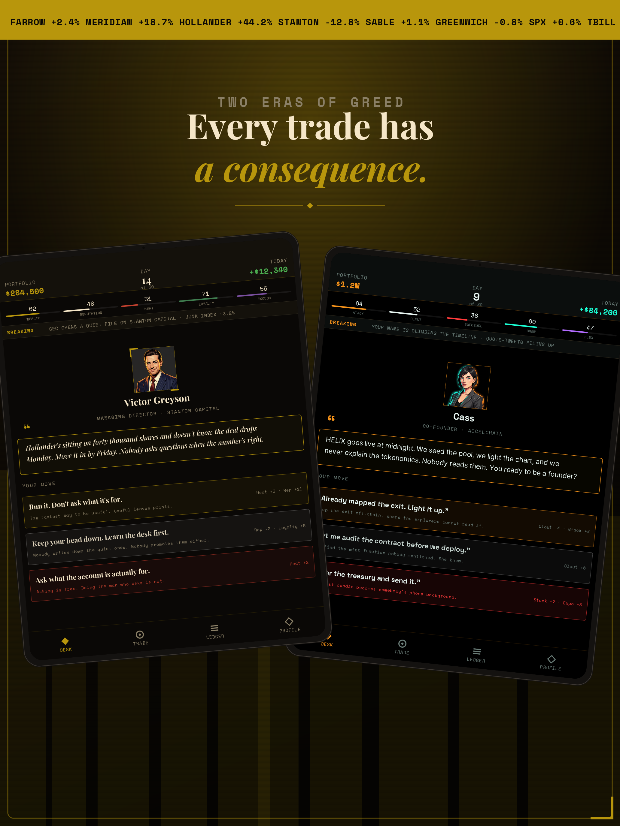Two eras of greed on iPad